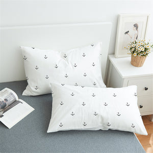 Anchor Pattern White Pillowcase