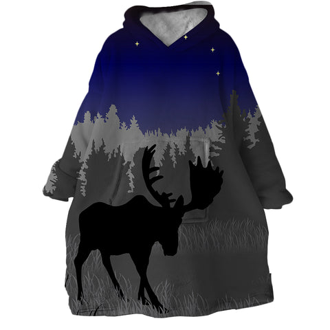 Image of Night Moose SWLF0085 Hoodie Wearable Blanket