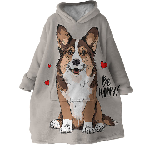 Image of Be Happy Corgi SWLF2520 Hoodie Wearable Blanket