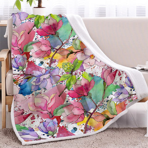 Image of Blossom Flowers Sherpa Fleece Blanket