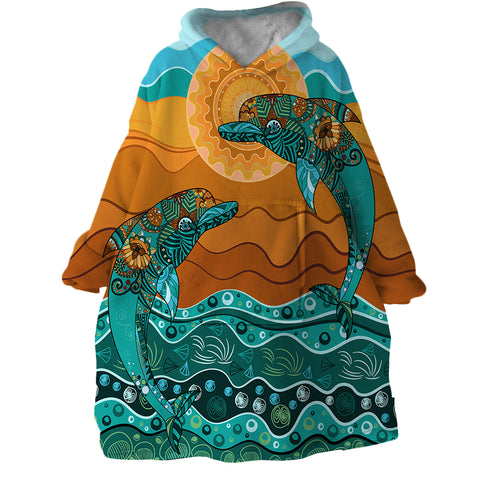 Image of Leaping Dolphins SWLF1398 Hoodie Wearable Blanket