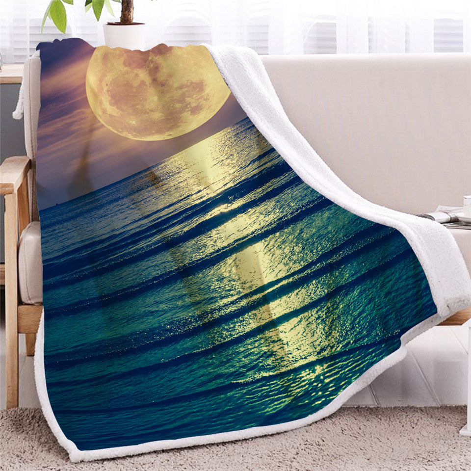 Sea Moon Sherpa Fleece Blanket