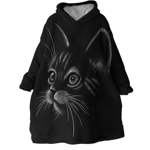 Image of B&W Kitty SWLF2874 Hoodie Wearable Blanket