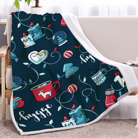 Image of Christmas Combo Indigo Sherpa Fleece Blanket