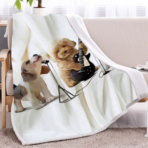 Image of Dog Music Band Themed BLMT2559 Sherpa Fleece Blanket