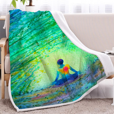 Image of Watercolor Meditation Sherpa Fleece Blanket - Beddingify