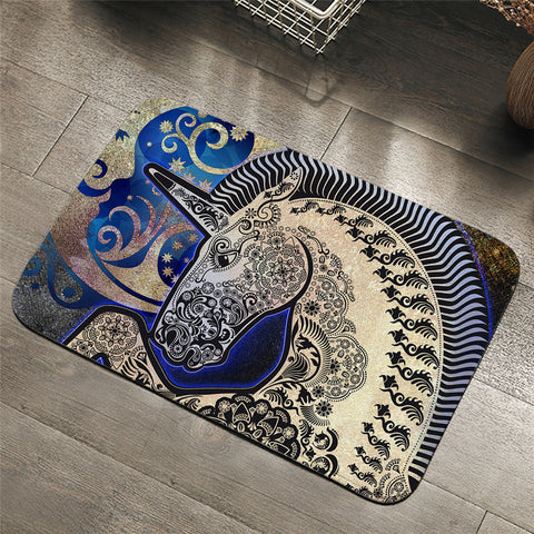 Image of Ornamented Unicorn Silver Door Mat