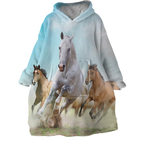 Image of Horse Race SWLF0743 Hoodie Wearable Blanket