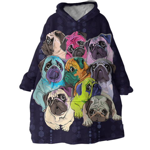 Image of Pug Patterns SWLF0471 Hoodie Wearable Blanket