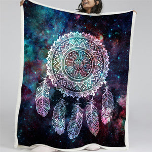 Galaxy Dream Catcher Sherpa Fleece Blanket - Beddingify