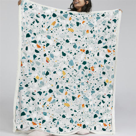 Image of Marble Motif Sherpa Fleece Blanket - Beddingify