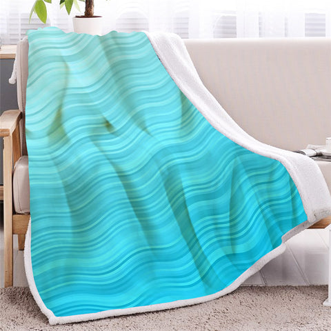 Image of Stripe Blue Themed Sherpa Fleece Blanket