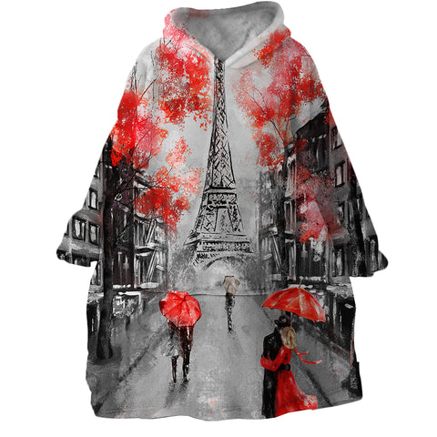 Image of Rainy Paris SWLF1389 Hoodie Wearable Blanket