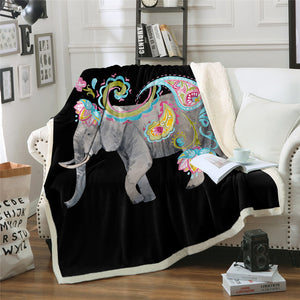 Cute Elephant Sherpa Fleece Blanket - Beddingify