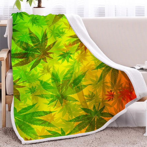 Image of Colorful Maple Leaves Pattern Sherpa Fleece Blanket