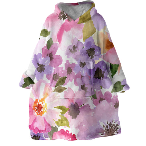 Image of Watercolored Flowers SWLF0628 Hoodie Wearable Blanket