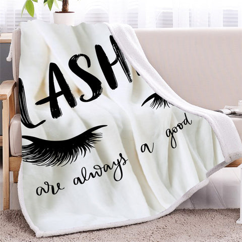 Image of Black Lashes Sherpa Fleece Blanket - Beddingify