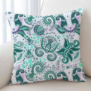 Protist Motif Leaves Cushion Cover - Beddingify