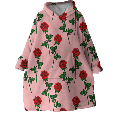 Image of Roses Pink SWLF2051 Hoodie Wearable Blanket