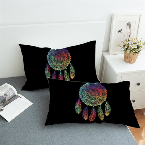 Image of Faded Color Dream Catcher Black Pillowcase
