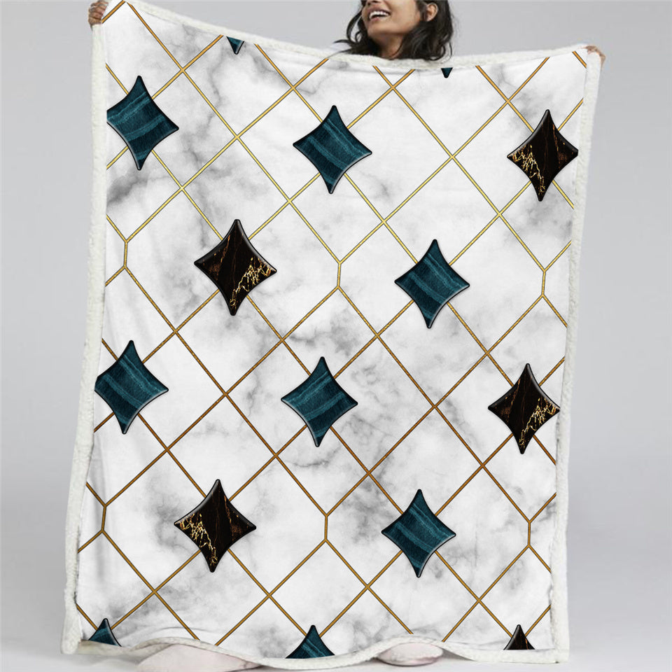 Luxury Geometric Sherpa Fleece Blanket - Beddingify