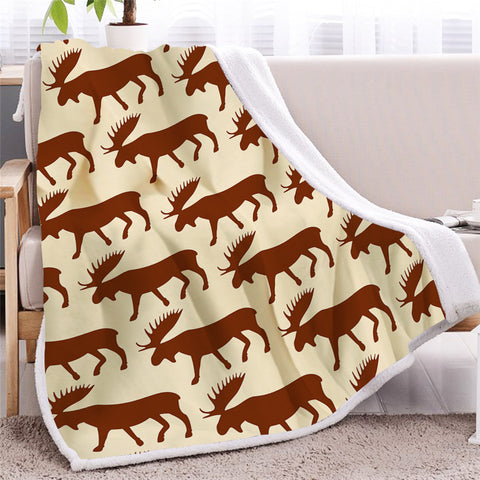 Image of Brown Elks Themed Sherpa Fleece Blanket