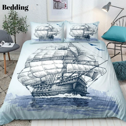 Image of Nautical Decor Sailboat Bedding Set - Beddingify