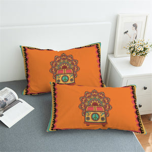 Peace Bus Orange Pillowcase