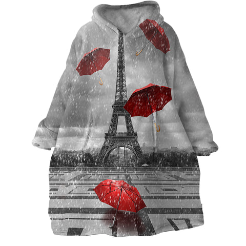 Image of Rainy Paris SWLF1533 Hoodie Wearable Blanket