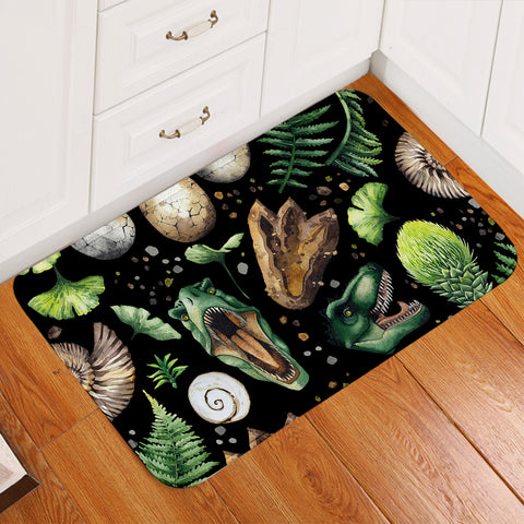 Image of Dino Themed Black Door Mat