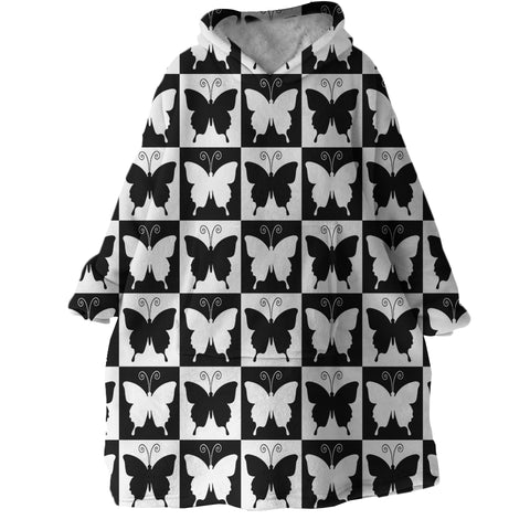 Image of Checked Butterflies SWLF2328 Hoodie Wearable Blanket