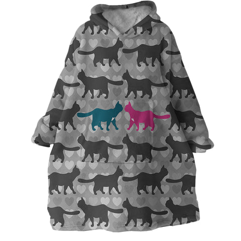 Image of Cat Couple SWLF2685 Hoodie Wearable Blanket