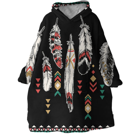 Image of Feathers SWLF0448 Hoodie Wearable Blanket