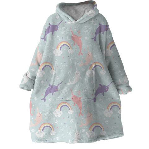 Image of Rainbow Narwhals SWLF2194 Hoodie Wearable Blanket