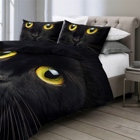 Image of 3D Black Cat Mugshot Bedding Set - Beddingify