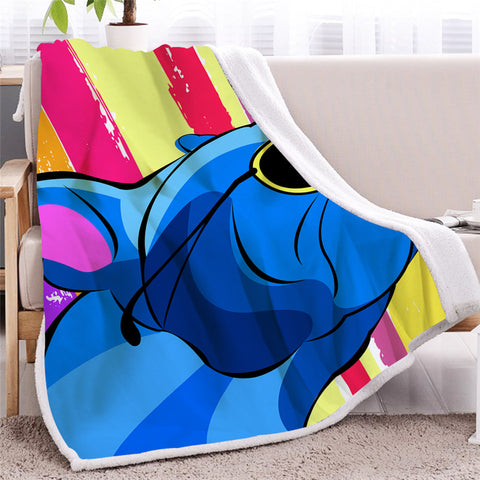 Image of Blue Bulldog Sherpa Fleece Blanket