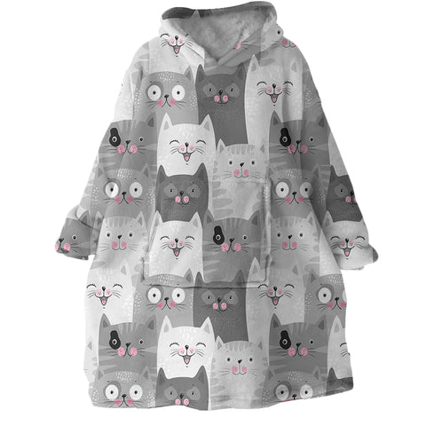Image of Cartooned Cats SWLF1889 Hoodie Wearable Blanket