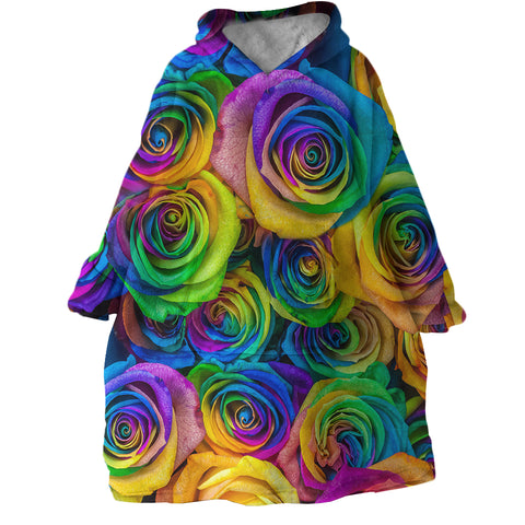 Image of Multicolored Roses SWLF2791 Hoodie Wearable Blanket