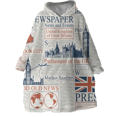 Image of English Newspaper SWLF1508 Hoodie Wearable Blanket