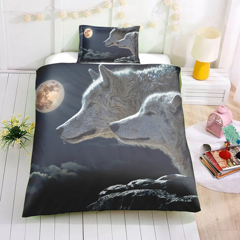 Image of Wolves Couple Bedding Set - Beddingify