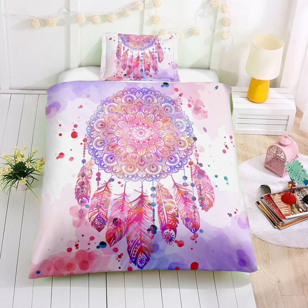Pink Feather Dreamcatcher Bedding Set - Beddingify
