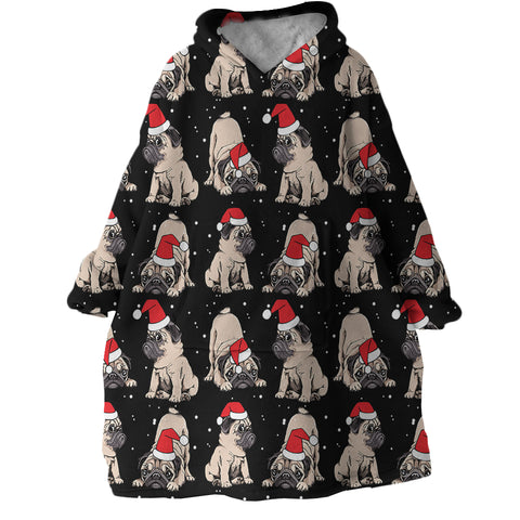 Image of Christmas Pugs SWLF2684 Hoodie Wearable Blanket