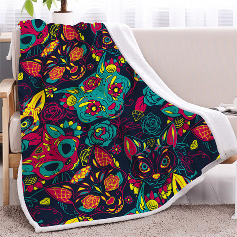 Image of Monster Cats Sherpa Fleece Blanket - Beddingify