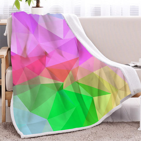 Image of Colorful Geometric Themed Sherpa Fleece Blanket