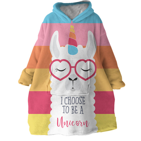 Image of Unicorn Llama SWLF1658 Hoodie Wearable Blanket