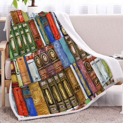 Image of Books Pattern Sherpa Fleece Blanket - Beddingify