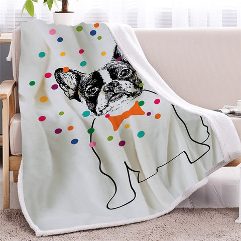 Image of Bulldog Themed Sherpa Fleece Blanket