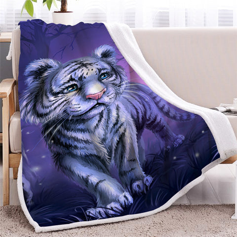 Image of Baby Purple Tiger Sherpa Fleece Blanket