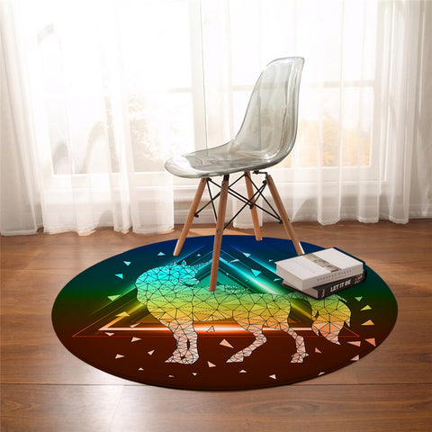 Image of Unicorn Geometric Shape Roung Rug