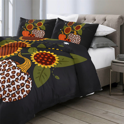 Image of Pumpkins & Sunflowers Night Bedding Set - Beddingify